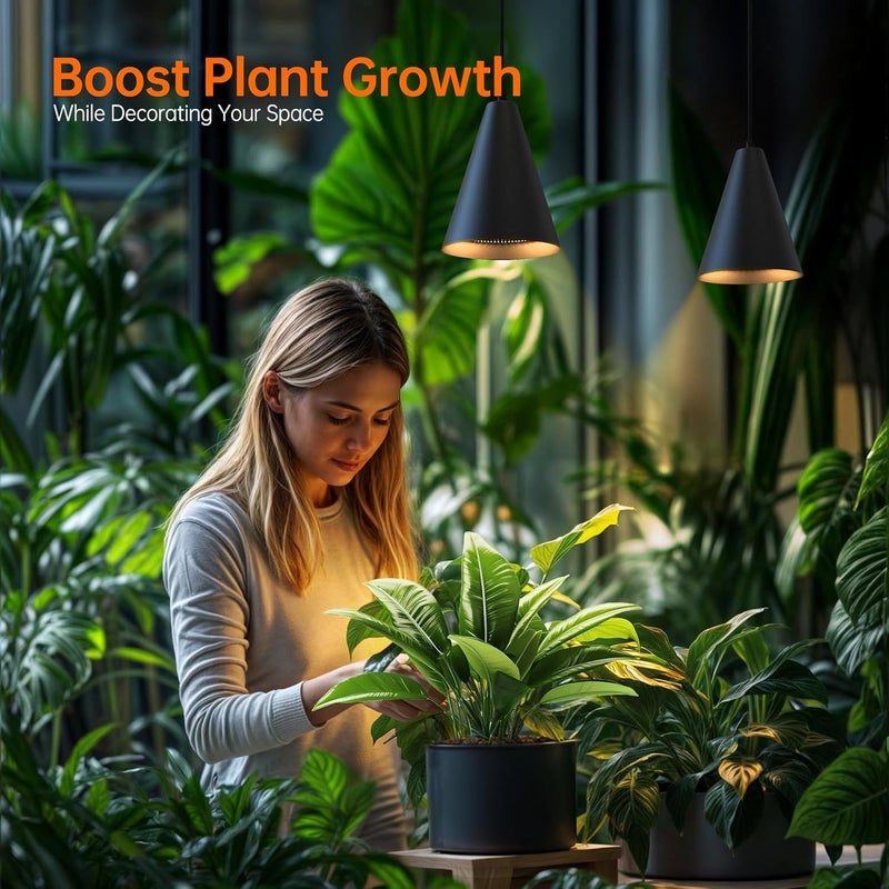 Bstrip 50W Double-Head Grow lights for indoor Plants full Spectrum 3000K, Black LED Grow Light Bulb with Timer & 16.4FT Power Cord, Perfect for Tall Plants, Gardens, Flowers, and Greenhouses in Winter - Image 2